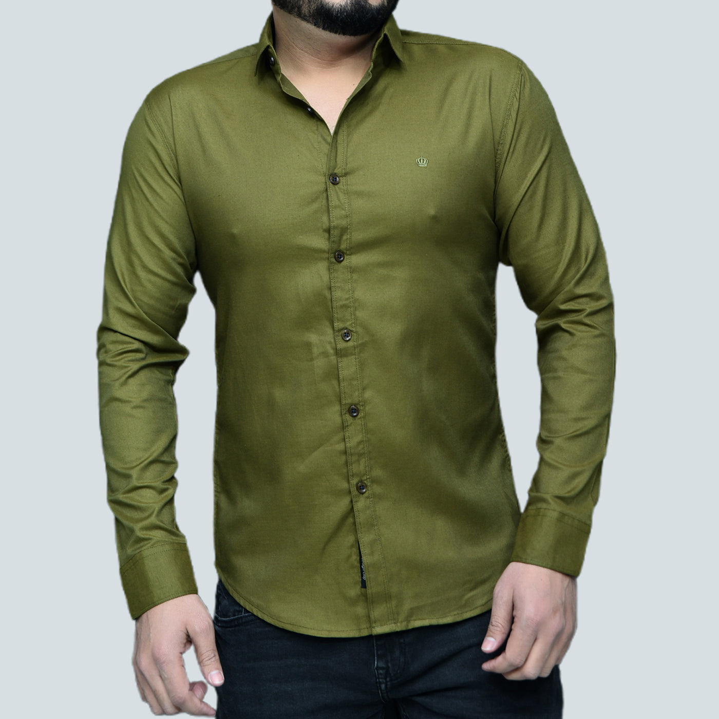 Men's Long Sleeve Western Olive Green Shirt